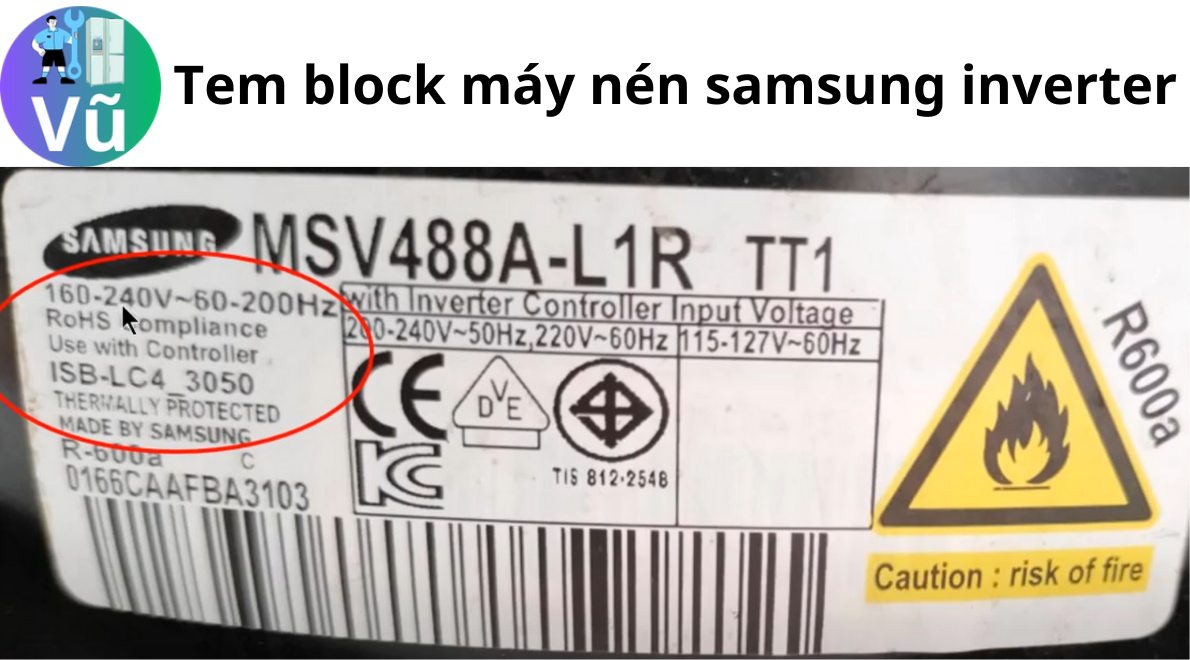 Tem block máy nén samsung inverter