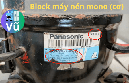 đọc thông số và kỹ hiệu trên tem block máy nén mono cơ