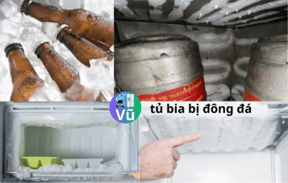 tủ bia bị đông đá