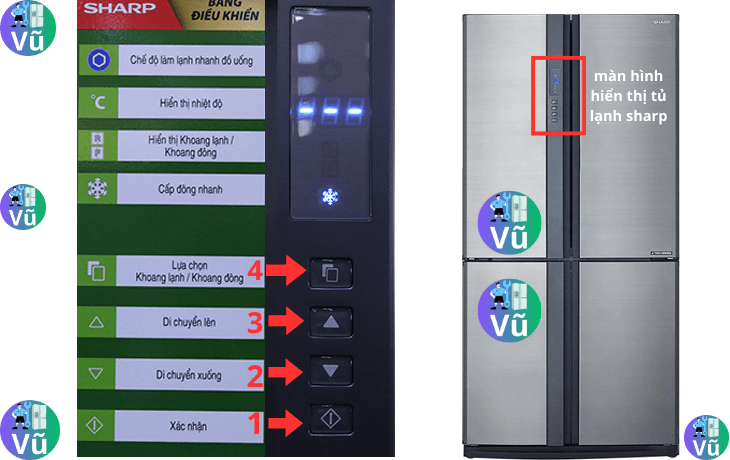 cách điều chỉnh nhiệt độ tủ lạnh sharp 4 cánh