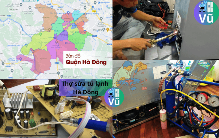 thợ đang sửa tủ lạnh tại quận hà đông